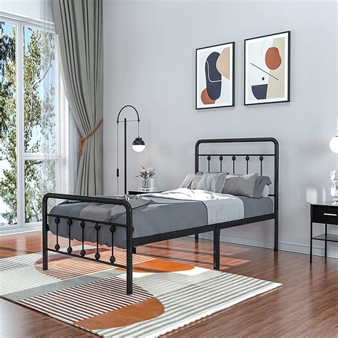 sturdy metal bed frame twin no box spring|twin bed frame without foundation.